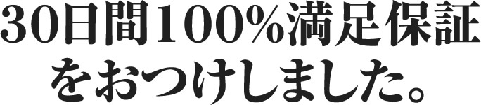 30日間100%満足保証をおつけしました。